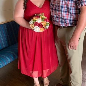 Davids bridal apple red short bridesmaid dress